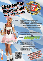 Ebenweiler Oktoberfest 16.09. bis 18.09.2016 - MVE am Freitag, 16.09.2016
